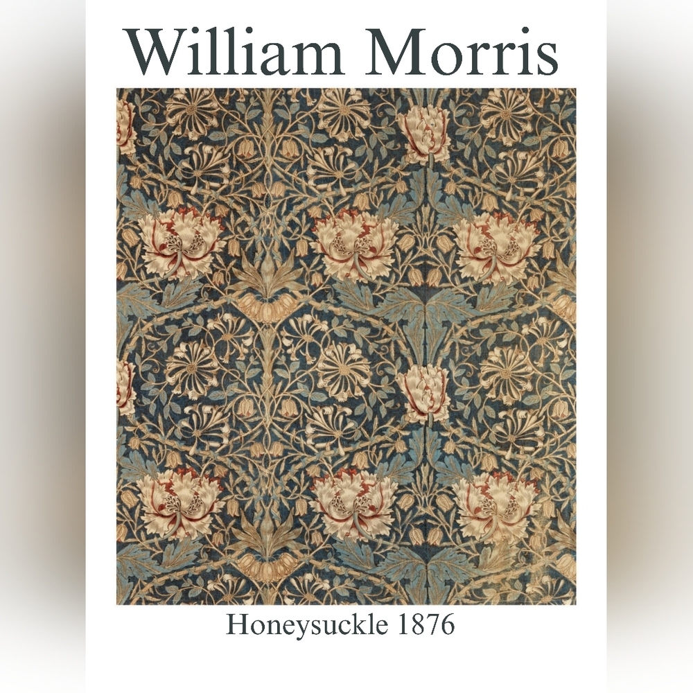 William Morris Honeysuckle 1876 Art Print - Floral Tapestry Design